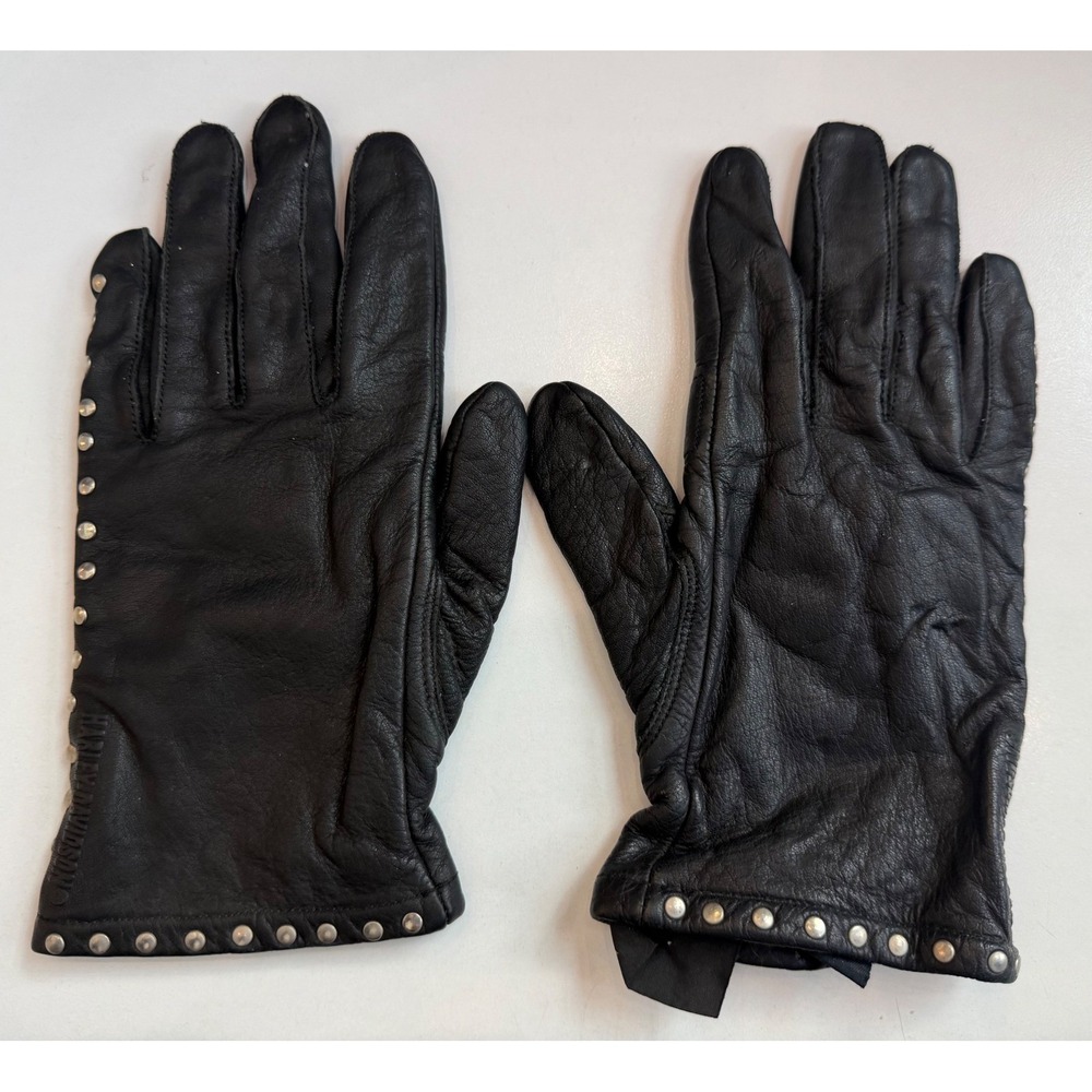 Harley-Davidson Womens Black Leather Studded Motorcycle Riding Gloves Size M